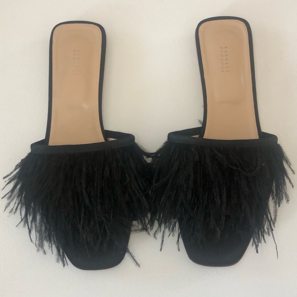 Barney’s New York Ostrich Feather Sandal